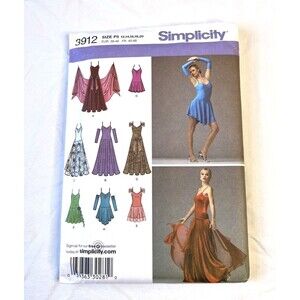 Simplicity Pattern 3912 Dance Costume Flamenco Salsa Ballroom Tango Dress 12-20